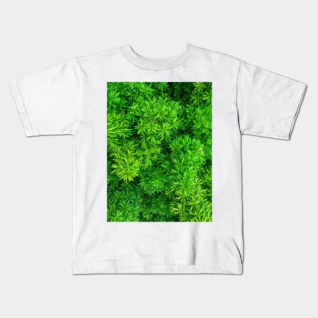Foxtail fern (Sprenger's asparagus) green plant texture background Kids T-Shirt by FOGSJ